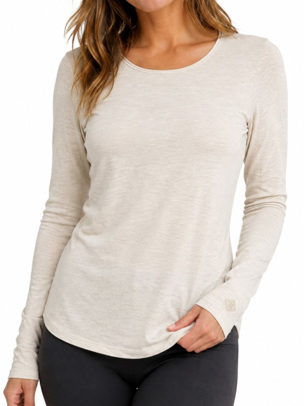 KARI TRAA Merino Wool Blend Base Layer Top Shirt Cream Medium LS Roll Neck